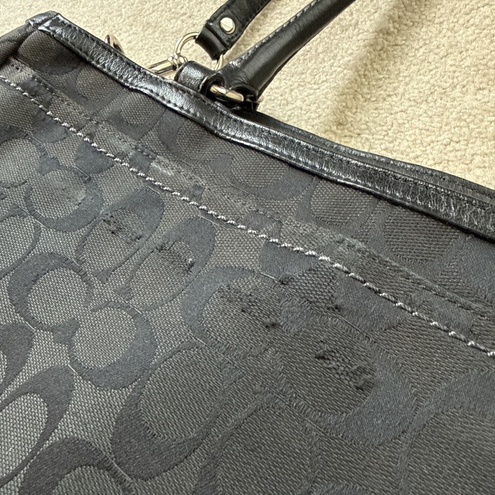 Coach Park Signature Large Carryall Satchel Black Jacquard Canvas F23292 - Picture 7 of 15